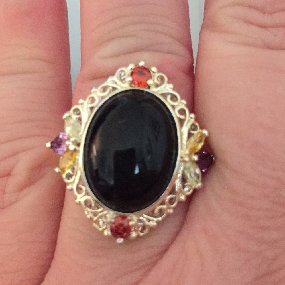 Sz 8 Onyx Sterling silver ring
